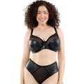 Unlined Wired Bra in Black Faux Leather